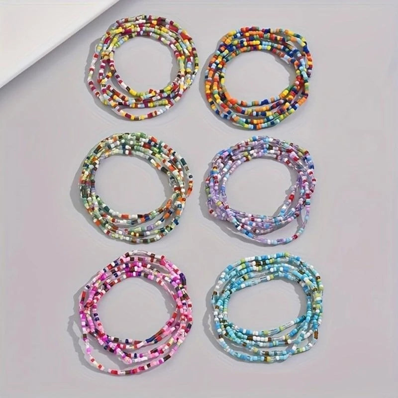 31BB Fashionable Glass Bead Bracelet Set 30pcs Colorful Bracelets for Women Foot and Hand Chain Great for Travel and Vacation