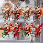 12-Piece Santa Claus Wooden Hanging Ornaments Set—Perfect for Christmas Trees and Holiday Home Decorations, 2D Flat Christmas-Themed Santa Claus Gift-Delivery Style