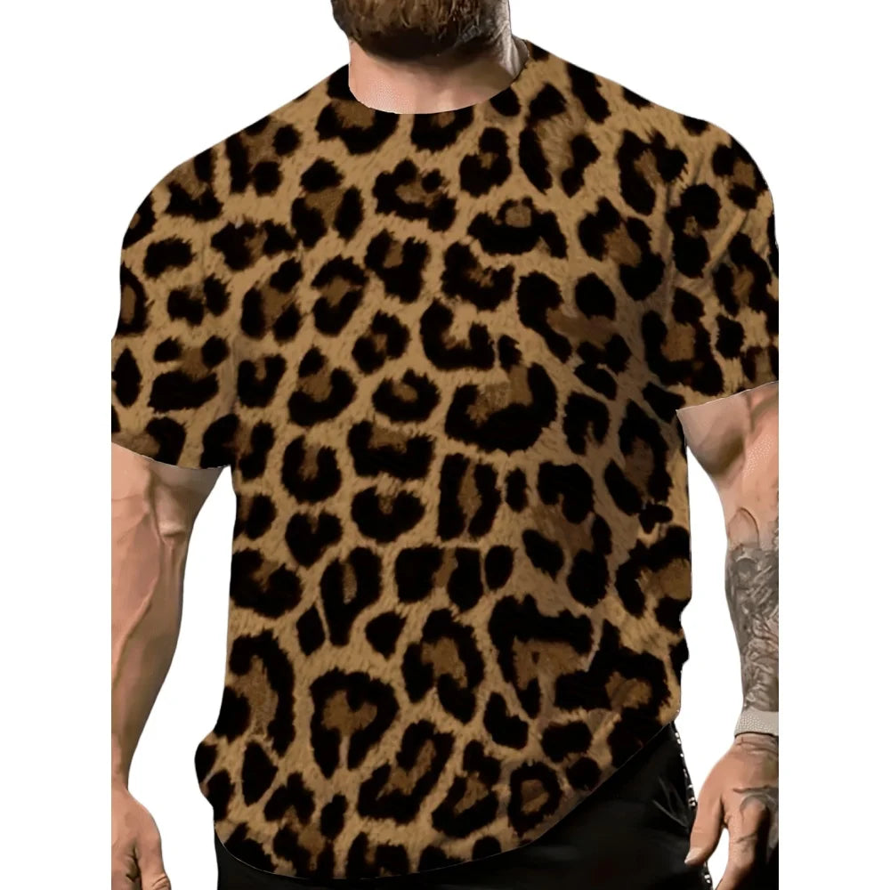 Men's T-Shirt with Diversified Leopard Print and Novel Patterns 3D Printed for Summer Street Fashion Daily Leisure and Sports