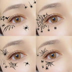10 Sheets Halloween Eyebrow Stickers Spider Web Tattoo Stickers Body Makeup Waterproof Temporary Tattoo Halloween Fake Tattoo