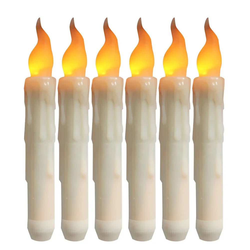 6pcs LED Taper Candle Lights, Flameless Floating Candles Battery Operated Window Candles for Christmas Wedding Birthday Party