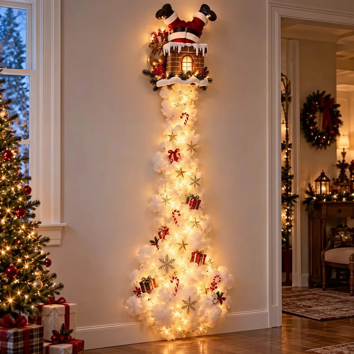 Christmas Decoration Christmas Magic Trail Wall Light Glowing Xmas Scene Wall Decor Santa Sleigh Reindeer Navidad Home Supplies