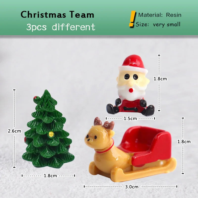 New Christmas Deer Santa Claus Sled Tree Snowman Figurine Doll House Home Decor Miniature Garden Decoration Accessories Modern