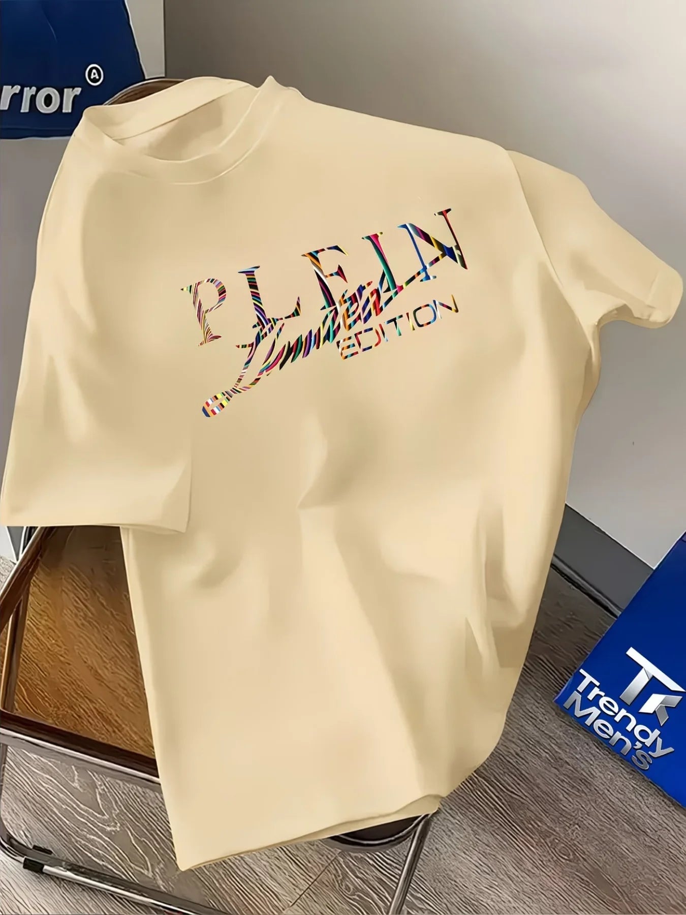 Men's Summer Fashion Printed Casual T-shirt Round Neckline 100% Cotton Fabric Short Sleeves Comfortable Breathable Loose Top