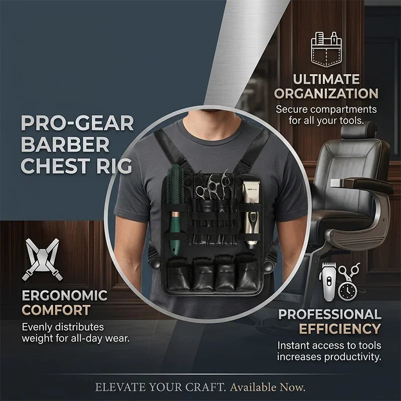 Professional Barber Multifunctional Tool Kit with Shoulder Strap Chest Bag Scissors Comb Bag Salon Home Hairdressing Tools