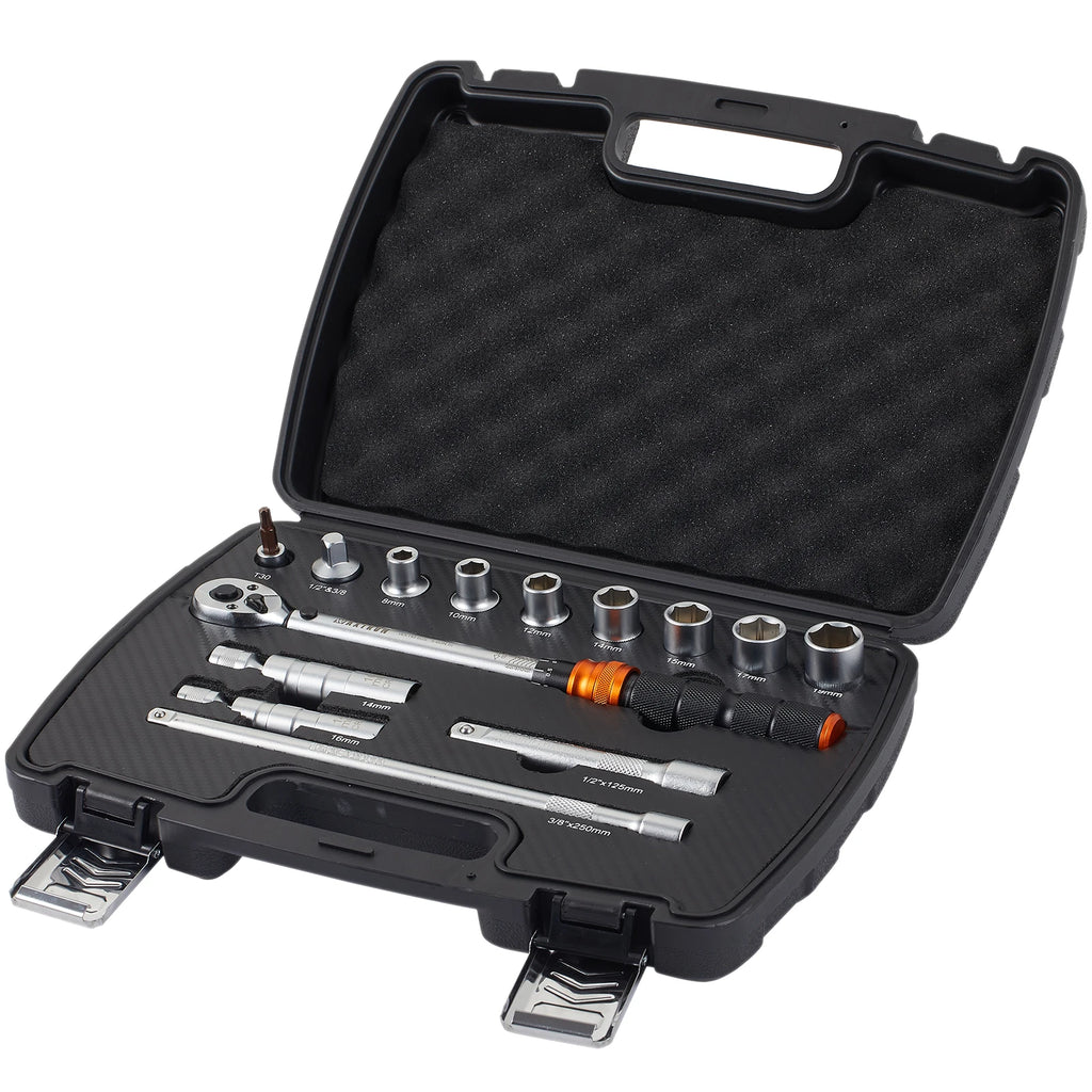 Waxtron 1/2'' Torque wrench 5-45ft.lb Bicycle Professional Torque Wrench Adjustable Set 14PCS For Bike Motorcycle Hand Tools
