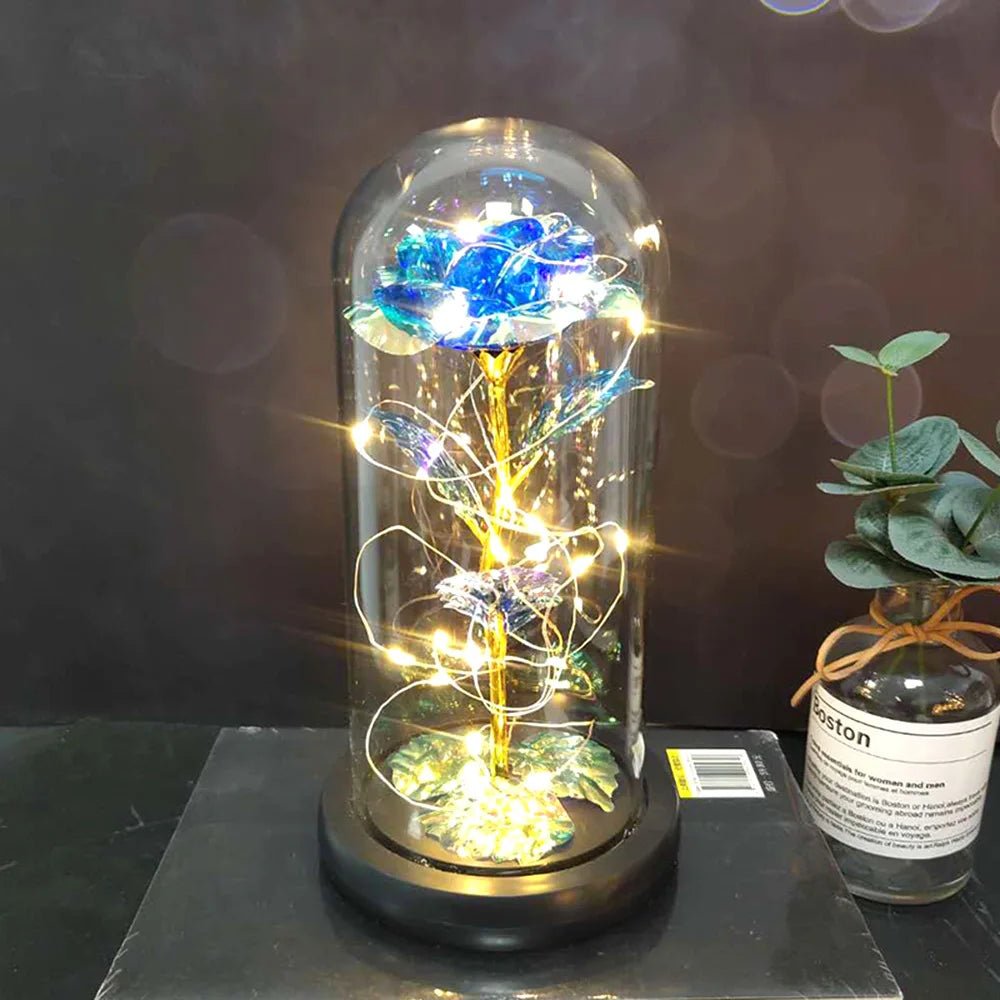 Valentine's Day Gift for Girlfriend Eternal Rose LED Light Flower Luminous Decoration Wedding Decor Creative Mother's Gifts