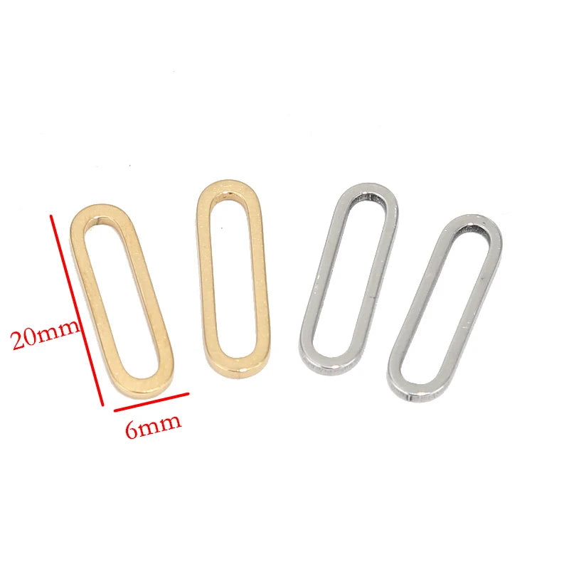 30pcs Stainless Steel 6*20mm Rectangle Oval Charms Connectors for DIY Jewelry Bracelets Necklaces Earrings Making Accessories