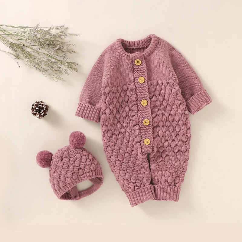 Newborn Baby Romper Shoes Gloves Set Knit Girl Boy Jumpsuit Boot Mitten Solid Toddler Infant Long Sleeve Clothing 4PC Fall 0-18M