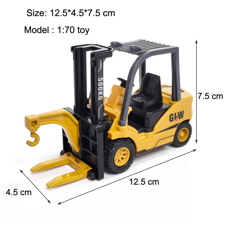 Engineering Diecast Tower Crane Forklift Bulldozer Excavator Vehicle Model Toys for Boys Alloy+Plastic Tractor Inertial Driving