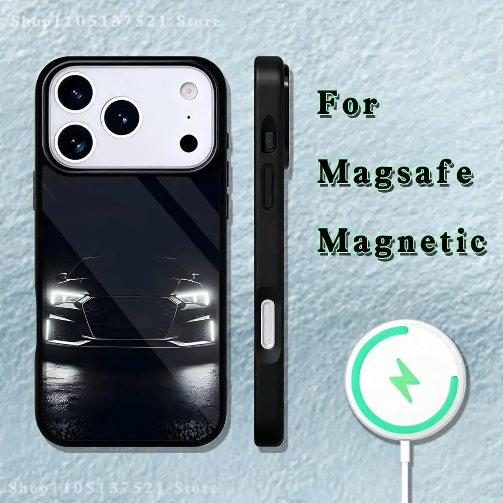 Super cool A-Audi-i car Phone Case  For iPhone 17,16,15,14,13,12,11,Pro,Max,Plus,Mini,SE4,E Magnetic Magsafe Wireless Charging