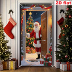 1Pc Christmas Themed Door Banner with Santa Claus and Winter Snowy Christmas Tree Design, Suitable for Holiday Home Decoration