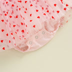 Pudcoco Newborn Infant Baby Girl Outfit, Short Sleeve Heart Print A-line Romper Dress with Bowknot Headband Clothes 0-18M