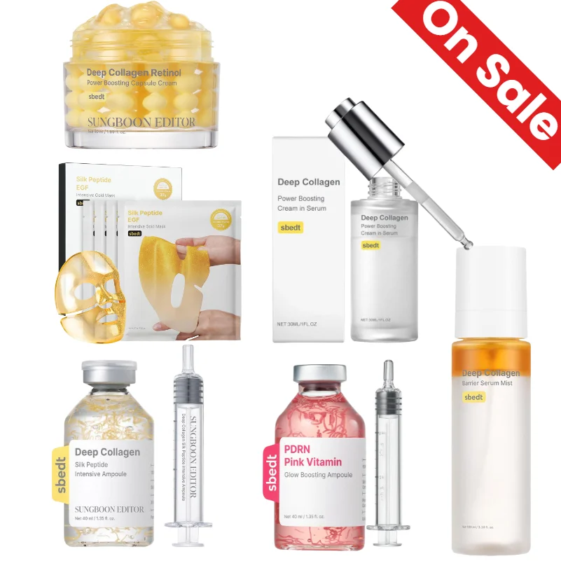 Deep Collagen Anti‑Aging Facial Skin Care Series, Silk Peptide PDRN Revitalizing Ampoule Set, Retinol Capsule Cream Serum Mist