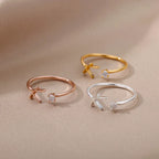 Tiny Initial Letter Rings For Women Stainless Steel A-Z Letters Adjustable Ring Female Christmas Aesthetic Jewelry bijoux femme