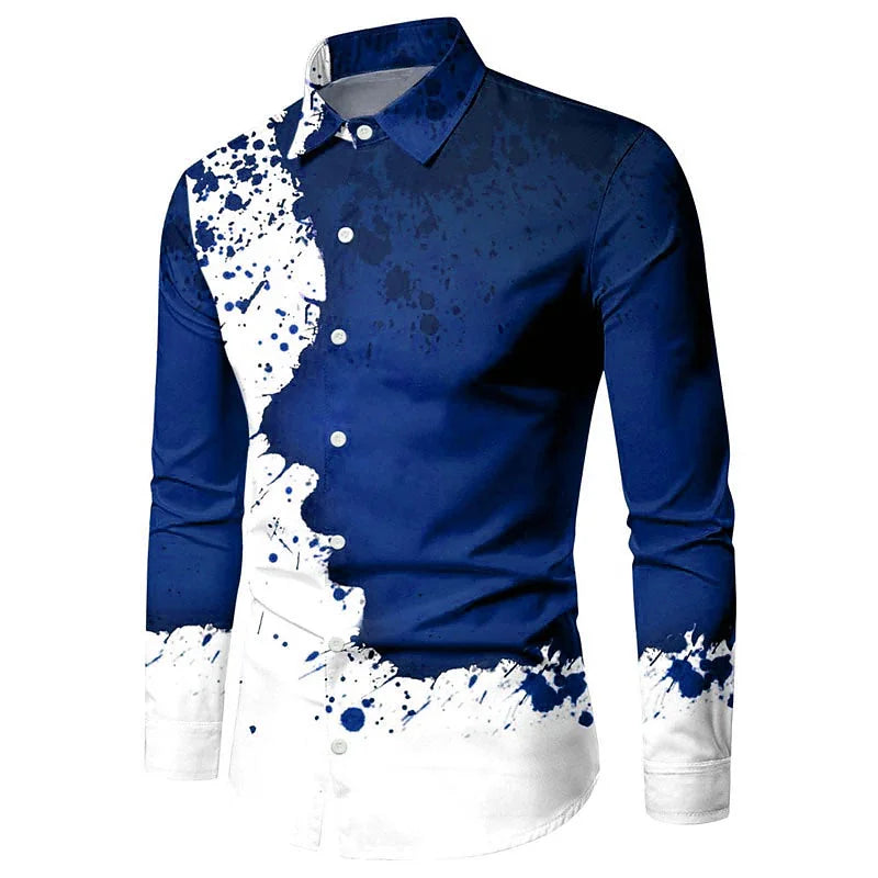Men's Long Sleeve Shirt Fashion New Lapel Button Casual Outdoor Party Comfortable Soft Material Purple Gold Black 2023 Plus Size