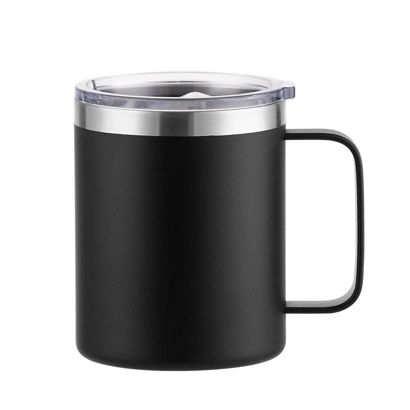 Custom Logo Name Stainless Steel Insulated Coffee Mug Tumbler with Handle 12 oz 360ml Tumbler Cup with Lid for Hot & Cold Drinks