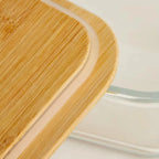 Glass Fresh-Keeping Box Heat-Resistant Bamboo Lid Microwave Oven Lunch Box Leakproof High Borosilicate Office Worker Bento Box