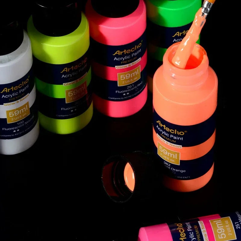 59ML Luminous Fluorescent Acrylic Paint Hand-painted Creative DIY Glass Clothes Shoes Textile Liquid Paint Art Supplies