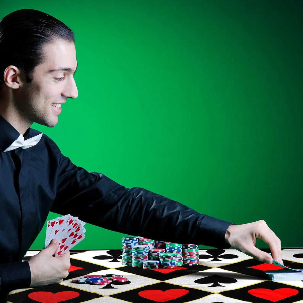 3 pcs Casino Poker Themed Party Tablecloths Poker Plastic Disposable Table Cover for Picnic Birthday 54 x 108 Inches
