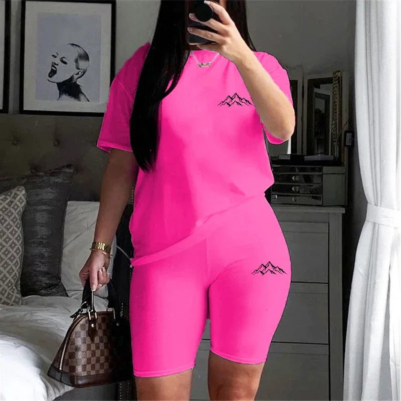 2026 Summer Two Piece Set for Women T-Shirts O-Neck Shorts Daily Short Sleeve Tracksuit Matching Hot Sales Casual Woman Clothing
