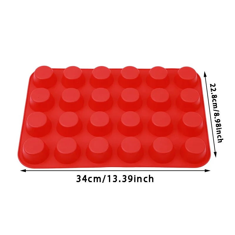 24-Hole Cake Mold Silicone Soap Cookies Cupcake Bakeware Pan Tray Mould Home Mini Muffin Cup 3D Non-stick Jelly&Candy Mold
