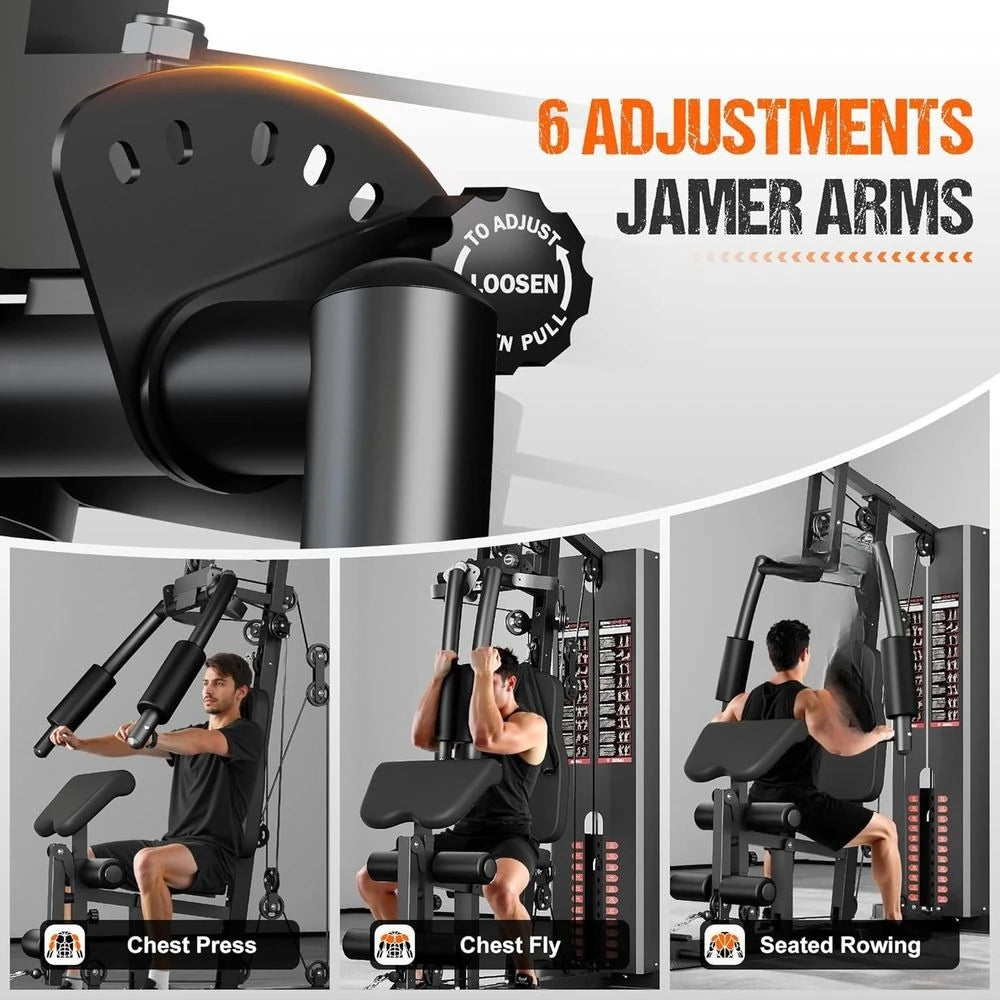 Multifunctional Home Gym Equipment 140LBS Weight Stack Pulley System Full Body Strength Training, Customized