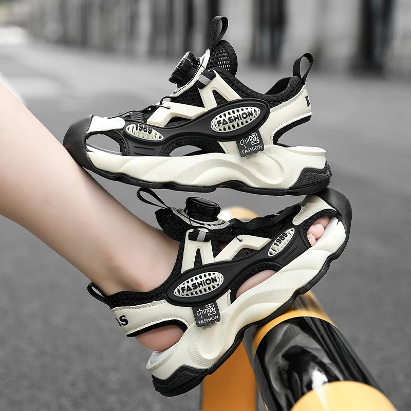 Summer Breathable Children's Sandals 5-16Y Boys' Fashion Beach Water Shoes Non Slip Outdoor Soft Bottom Sports Sandal Shading