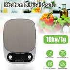 Stainless Steel Digital Kitchen Scale LCD Electronic Food Scale for Coffee Baking Jewelry - Portable High-Quality 10kg/1g