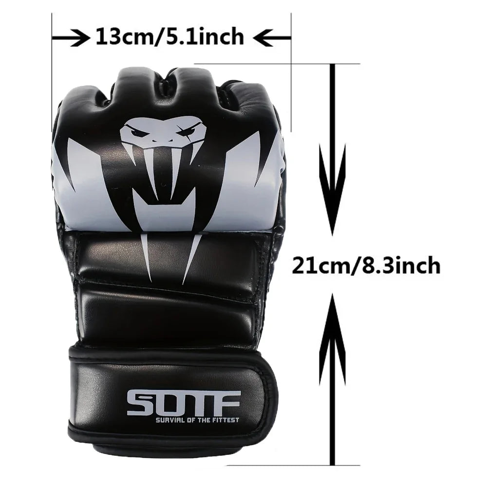 Unisex Sparring Punching Gloves Wear Resistant 3cm Thickened Punching Bag Gloves Fingerless for Boxing Kickboxing Muay Thai MMA