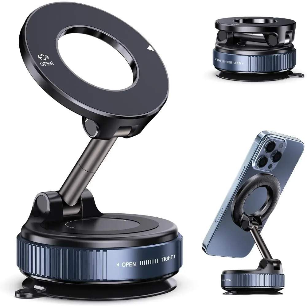 Magnetic Suction Phone Holder, Foldable and Retractable Hands-Free Suction Cup Phone Mount for Car/Gym/Mirror/Smooth Surface