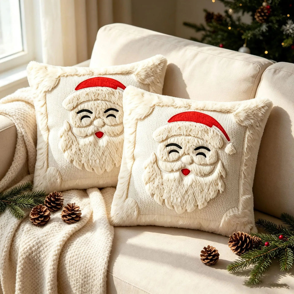 Christmas Throw Pillow Covers Decorative Plush Santa And Snowman Pillowcases, Suitable for Sofa Bed, Living Room Home Decor