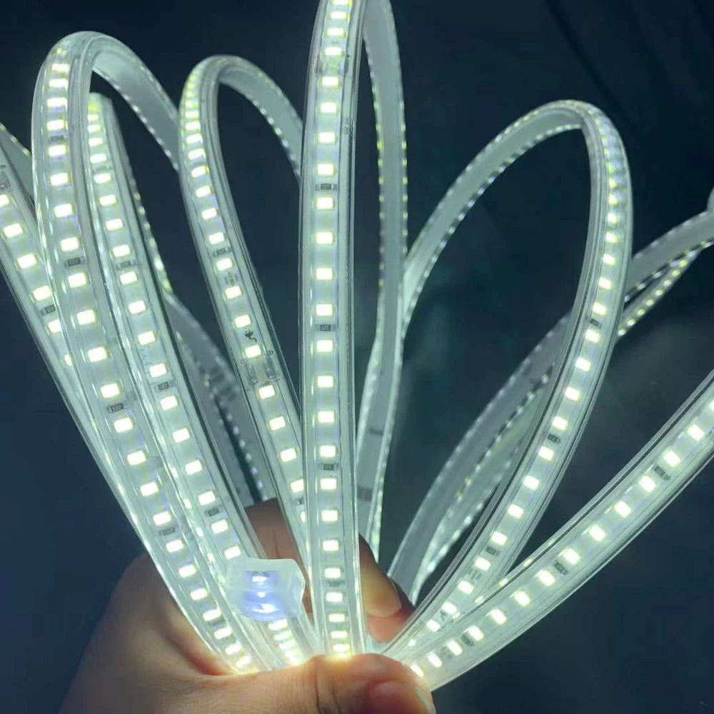 LED Strips Light 220V SMD2835 IP67 Waterproof Flexible Rope Lamp 120Leds/M High Brightness Outdoor Indoor Tape Decor EU Plug