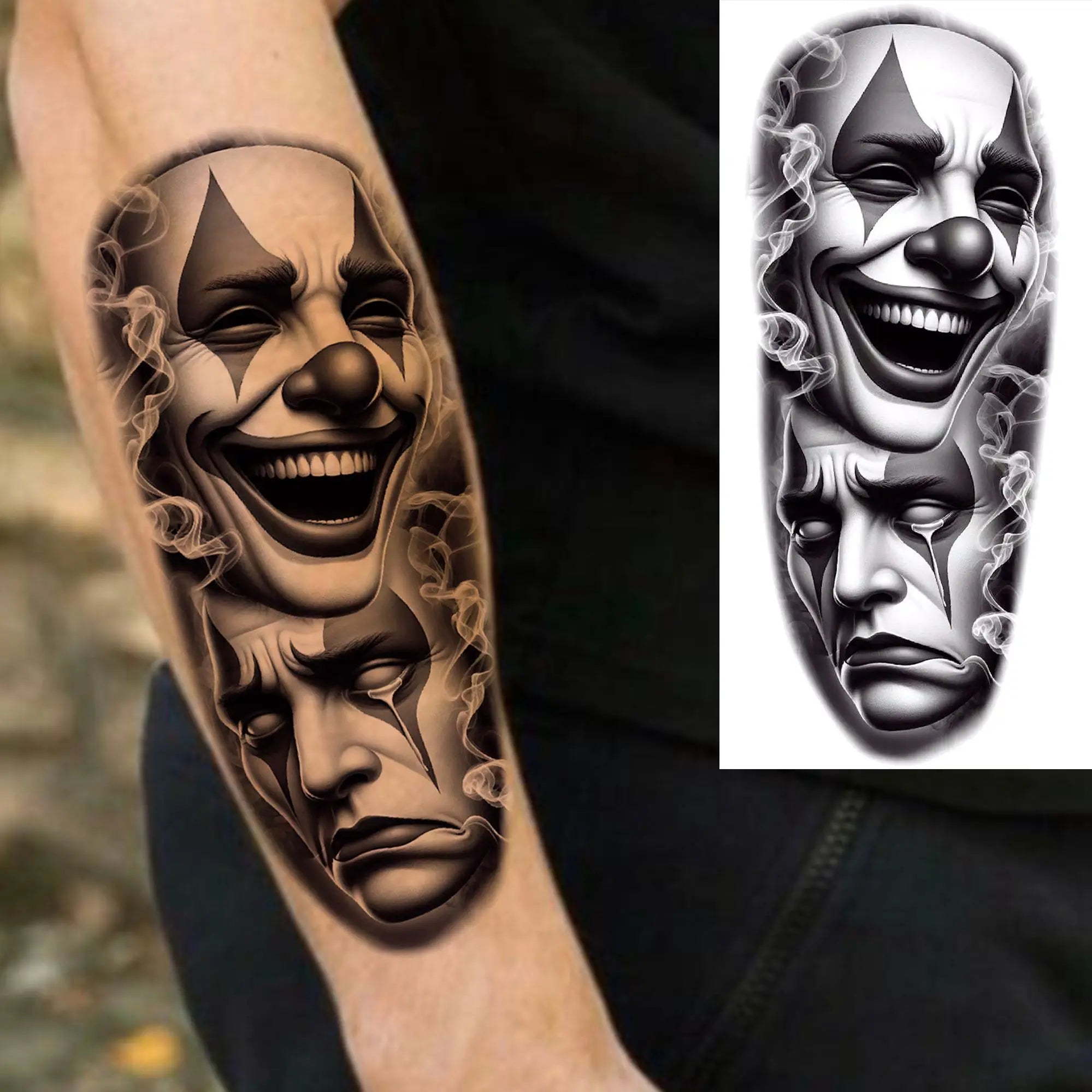 1 Sheet Joker Bad Guy Gangster Temporary Tattoos For Men Women Realistic Fake Tattoos Waterproof Long Lasting Arm Tatoo Stickers