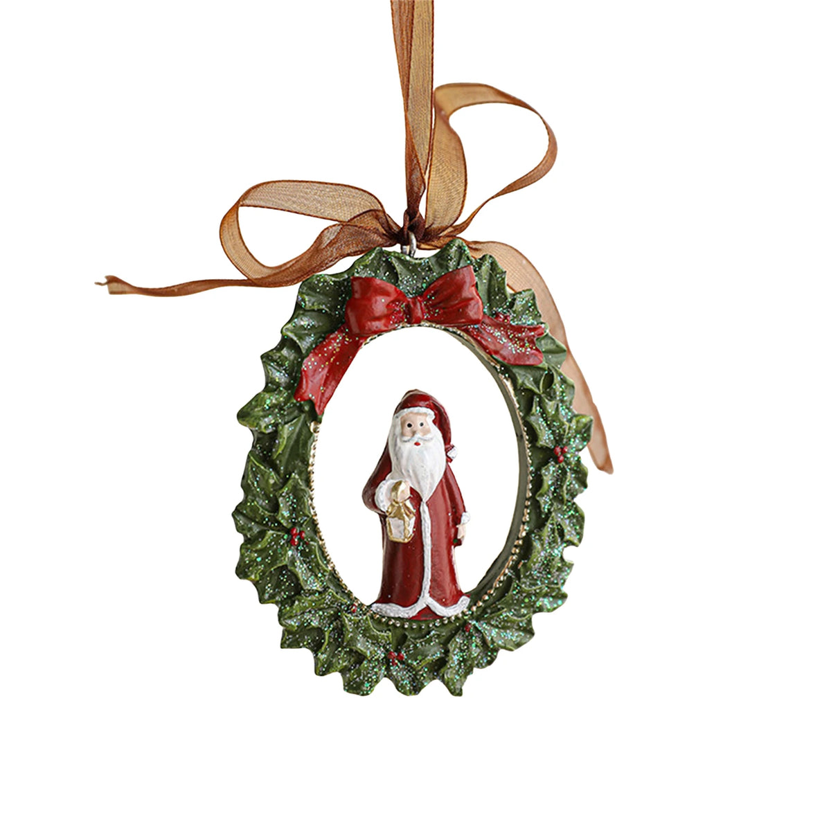 2026 Xmas Tree Pendant Cartoon Painted Santa Claus Elk Bear Christmas Stocking Resin Pendant Christmas Party Decorations 1pc