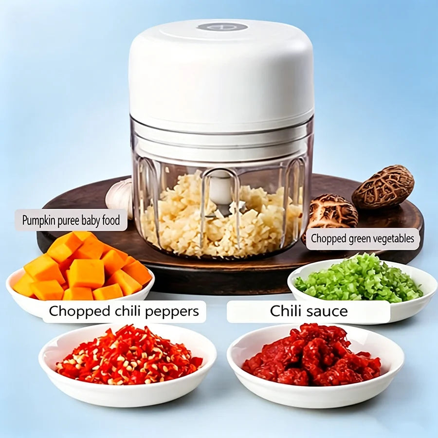 250ml Mini Electric Garlic Chopper Cordless Food Processor Meat Grinder Onion Veggie Dicer Baby Food Maker Kitchen Gadget Christmas Mom Gift