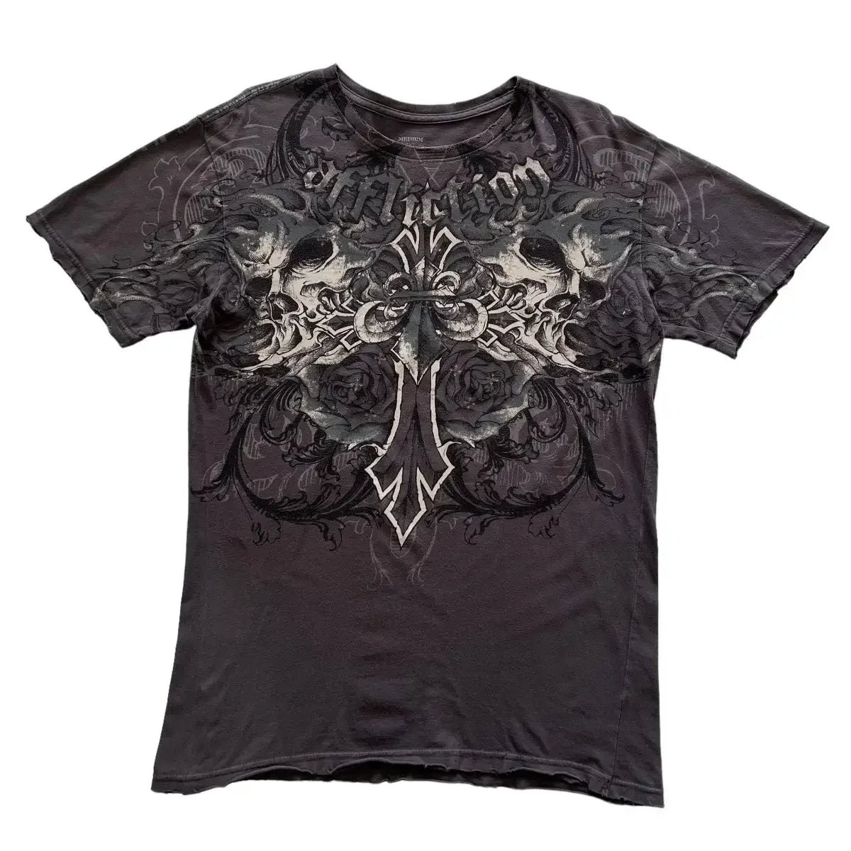 2000s affliction T-shirt Vintage Clothing Punk Hip Hop Graphic Print Oversized T shirt Men Round Neck Cotton Short Sleeve Tops