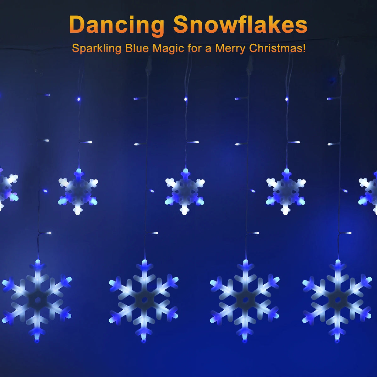 Snowflake Christmas String Lights 13Ft 192 LED, 8 Modes Window Lights with Timer & Memory, 3-Set Connectable Waterproof for Bedroom Wall Wedding Party Decor, Warm White