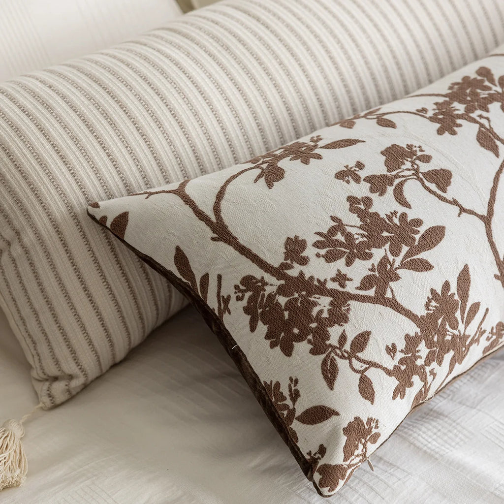 35x90cm Long Leg Clamp Pillow Cover Waist Pillowcase Black and White Luxurious Jacquard Cushion Cover for Headboard Bedroom
