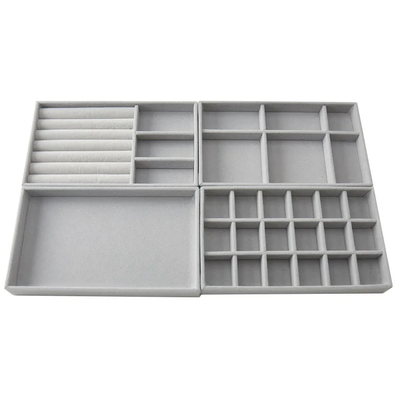 New Jewelry Organizer Velvet Jewelry Storage Tray Display Ring Bracelet Necklace Storage Box Showcase Drawer Organizer Trays