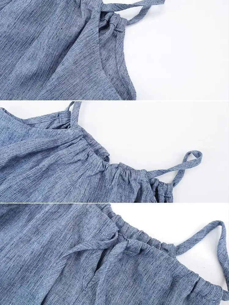 Teens Girls 2-piece Set 2025 Children's Clothing Summer New Set Outfits Baby Korean Slim Top and Blue Wide Leg Pants Casual Set