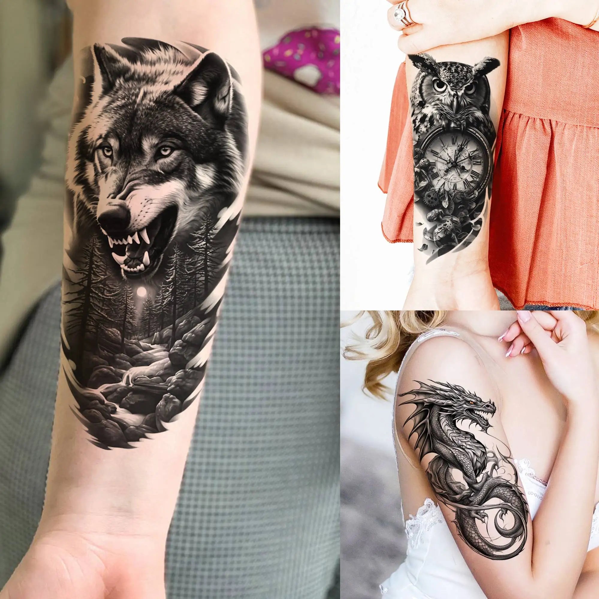 73 Sheets Cool Lion Wolf Temporary Tattoos For Men Women Waterproof Jesus Zeus Tatoos Realistic Fake Tattoo Arm Hands Stickers