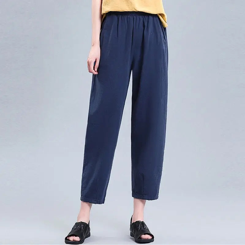 Pants For Women Loose Baggy Trends 2025 All Medium New In Outfits One Size High Quality Casual Xxl G Woman Trousers Cotton Linen