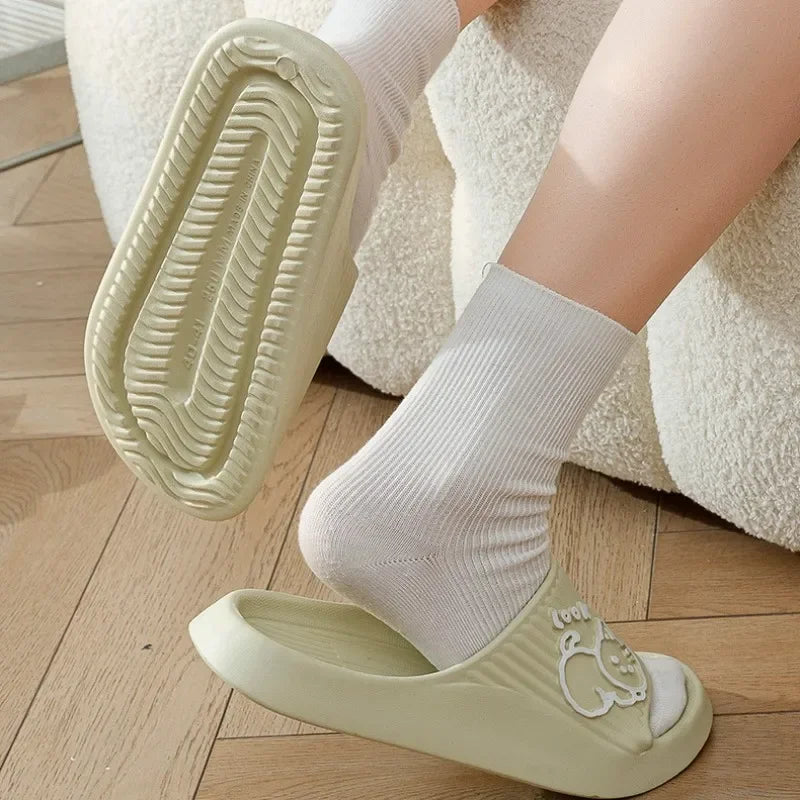 2023 Summer Women Slippers Bath Thick Platform Non-Slip Home Cat Cartoon Flip Flops Beach Sandals Ladies Slides Indoor Outdoor