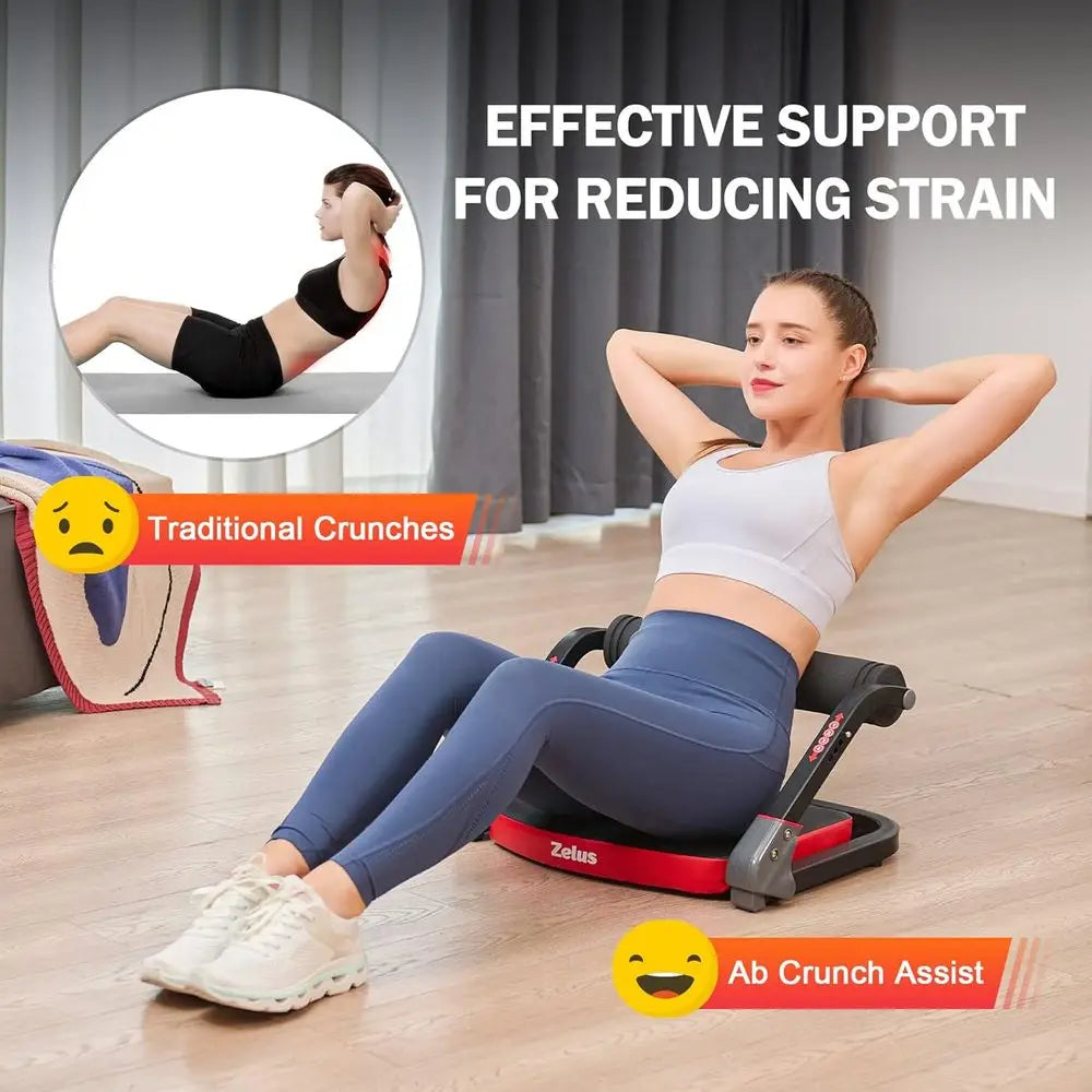 2-in-1 Ab Machine with Resistance Bands, 4 Intensities Rebound Assist,Core Training Fitness Equipment for Home Full Body Workout