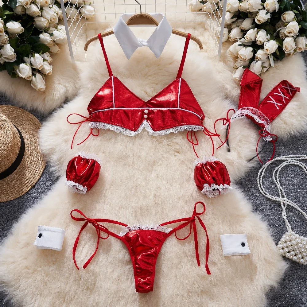 Valentine Party Sleepwear Combination Catsuits Slim Intimate Erotic Mesh Strappy Rompers Women Bodysuits Lingerie Sexy Sets