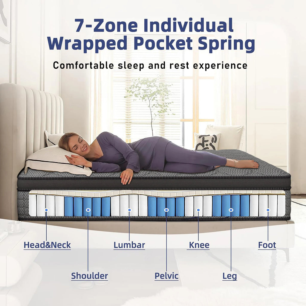 ENSHUI 12/14 Inch Hybrid Mattress Twin Full Queen King – Bed In A Box With Gel Memory Foam And Pocket Springs For Pressure Relief, Cool Breathable Sleep And Edge Support – Medium Firm, Durable, Fiberglass-Free And Odorles