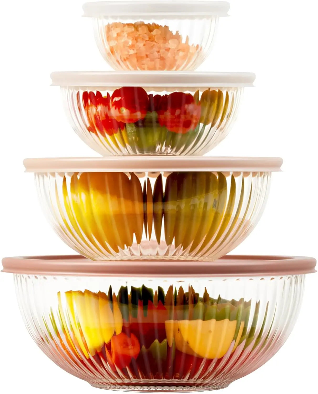 Glass Mixing Bowls with Lids Set of 4, BPA Free & Dishwasher Safe, 0.2/0.5/1.1/2.1 Qt