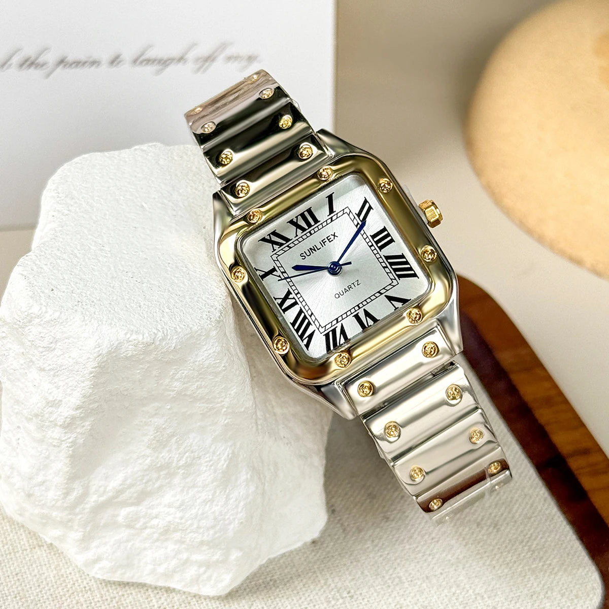 SUNLIFEX New Fashion Square Watch Women Quartz Wristwatch Stainless Steel Strip Female Roman Scale Watches Clock Gift Relogio
