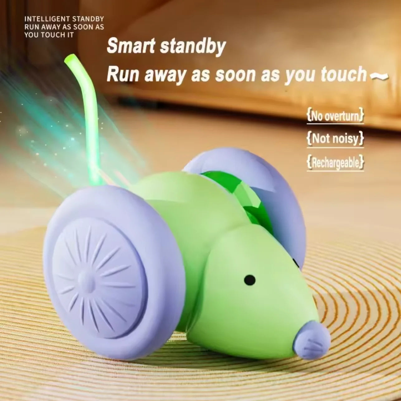 Interactive Cat Toy Electric Mouse Car Automatic Teaser kitten Pet Toys Rechargeable Intelligent Obstacle Avoidance Cat Car Toy